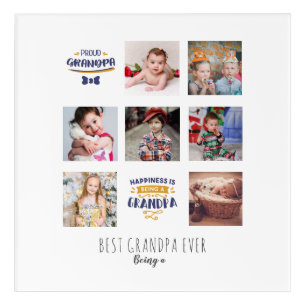 GRANDPA PHOTO COLLAGE GIFT Proud Papa Pops Gramps Acrylic Print