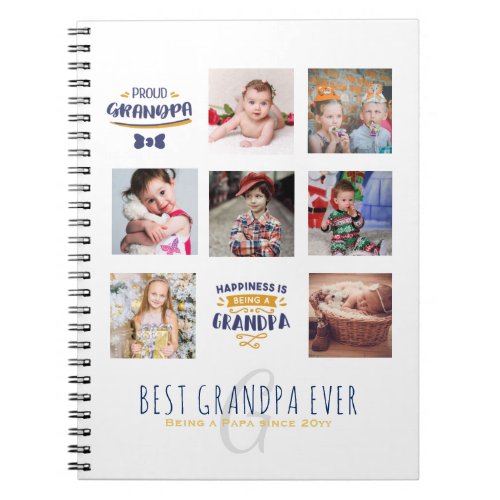 GRANDPA PHOTO COLLAGE GIFT Proud Papa Pops Gramps Notebook