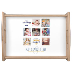 GRANDPA PHOTO COLLAGE GIFT Proud Papa Pops Gramps Serving Tray