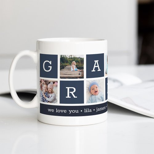 Grandpa Photo Collage  Grandchildren Names Coffee Mug