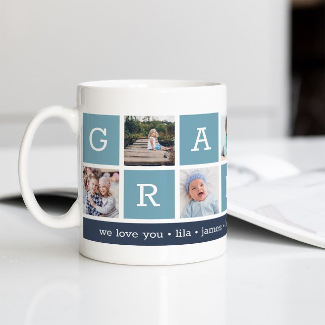 Grandpa Photo Collage & Grandchildren Names Coffee Mug (Creator Uploaded)