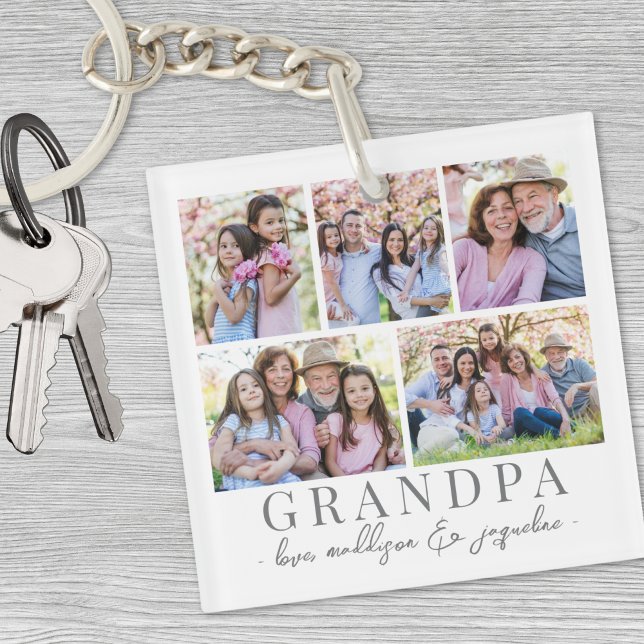 Grandpa Photo Collage Keychain (Grandpa Photo Collage Keychain)