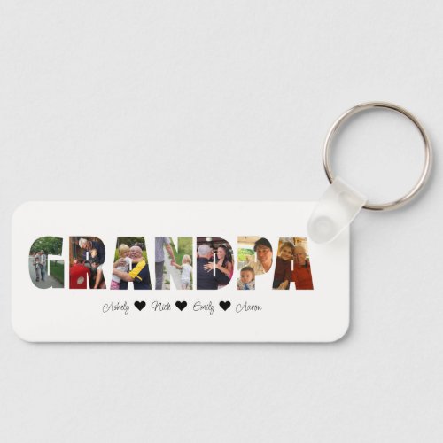 Grandpa Photo Collage Keychain with 7 Photos