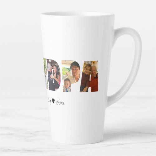 Grandpa Photo Collage Latte Mug with 7 Photos