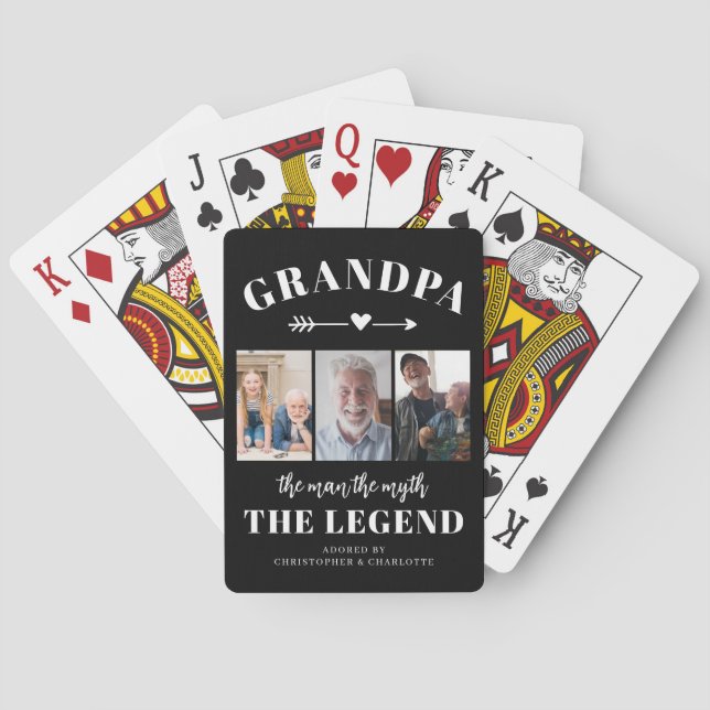 Grandpa Photo Collage Modern Keepsake Gift Poker Cards (Back)