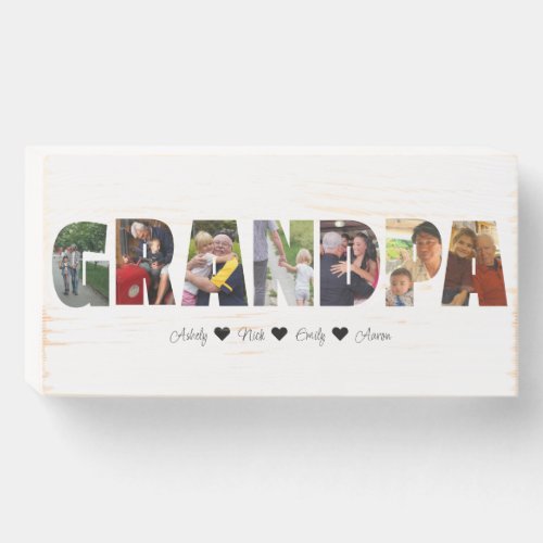 Grandpa Photo Collage Wood Box Sign 7 Photos