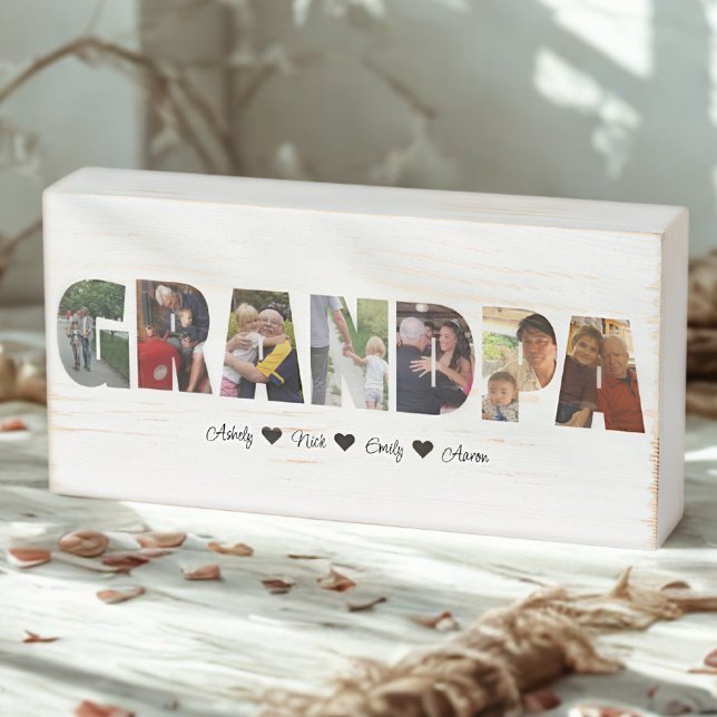 Grandpa Photo Collage Wood Box Sign 7 Photos (Creator Uploaded)