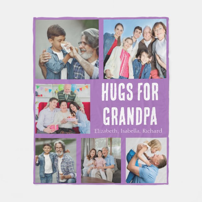 Grandpa Photo Custom Throw Keepsake Gift Fleece Blanket (Front)