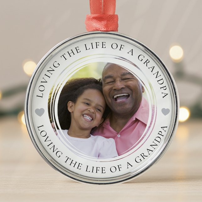 Grandpa Photo Keepsake Gift Metal Ornament (Creator Uploaded)