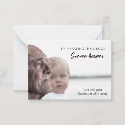Grandpa Photo Modern Funeral Celebration of Life   Note Card