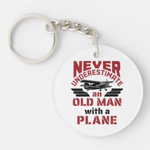 Grandpa Pilot Old Man with a Plane Keychain