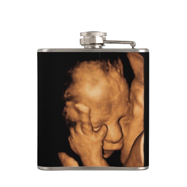 Grandpa Pregnancy  Ultrasound Sonogram Baby Photo Flask (Back)