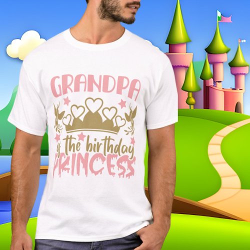 Grandpa Princess Birthday girl word art  T_Shirt