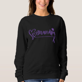 Grandpa Purple Ribbon Flower Alzheimer's Awareness Sweatshirt