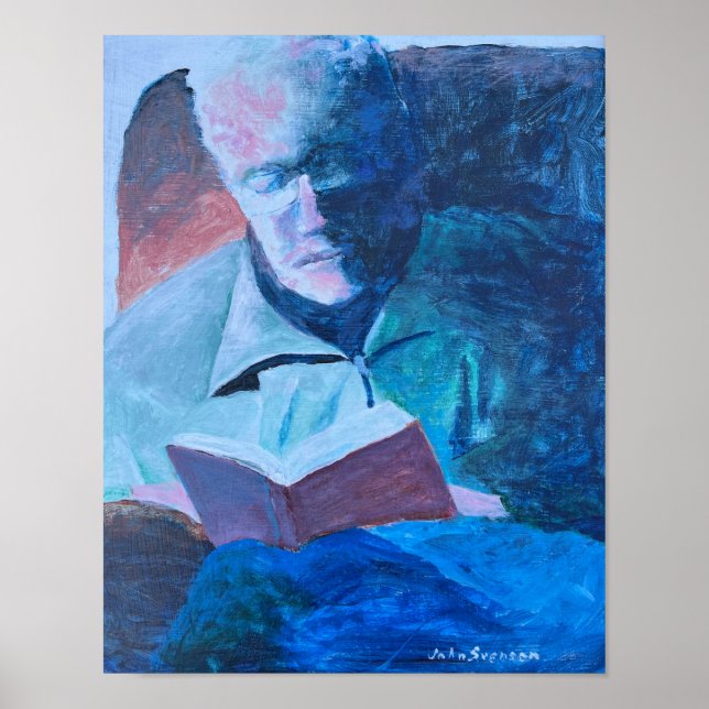 Grandpa Reading old man with book  Poster (Front)