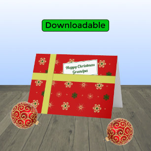 Grandpa red Happy Christmas parcel Holiday Card