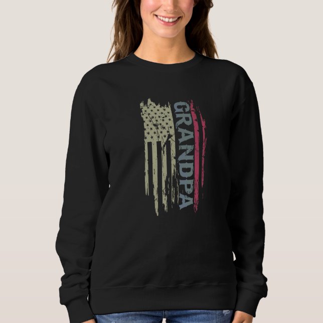 Grandpa  Retro American Flag Sweatshirt (Front)