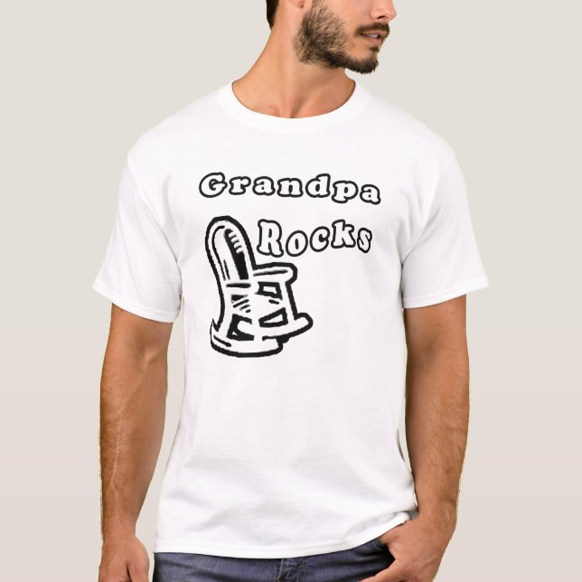 Grandpa Rock - BW T-Shirt (Front)