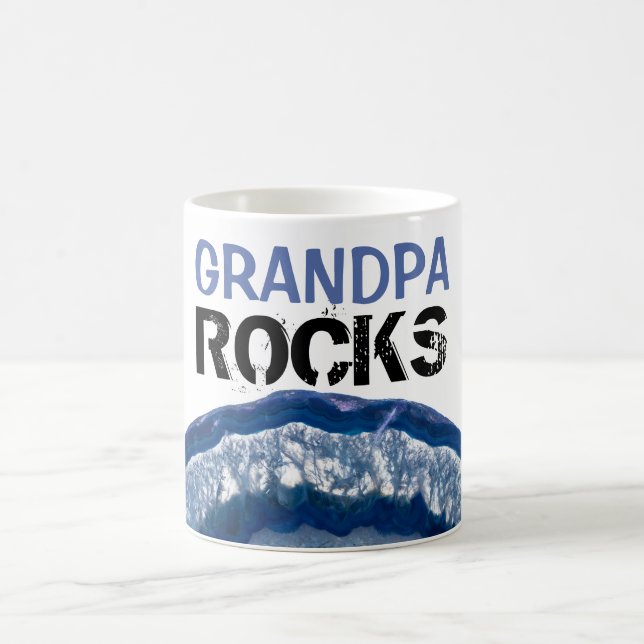 *~* GRANDPA Rocks Stones Lapidary Blue Agate Coffee Mug (Center)
