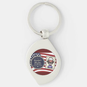 Grandpa’s All-Star Badge USA Flag Design Keychain