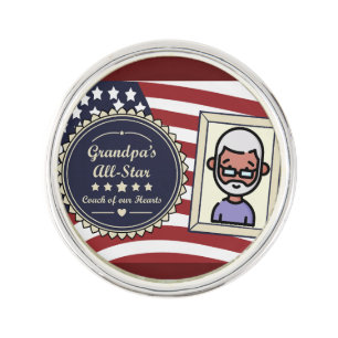 Grandpa’s All-Star Badge USA Flag Design Lapel Pin