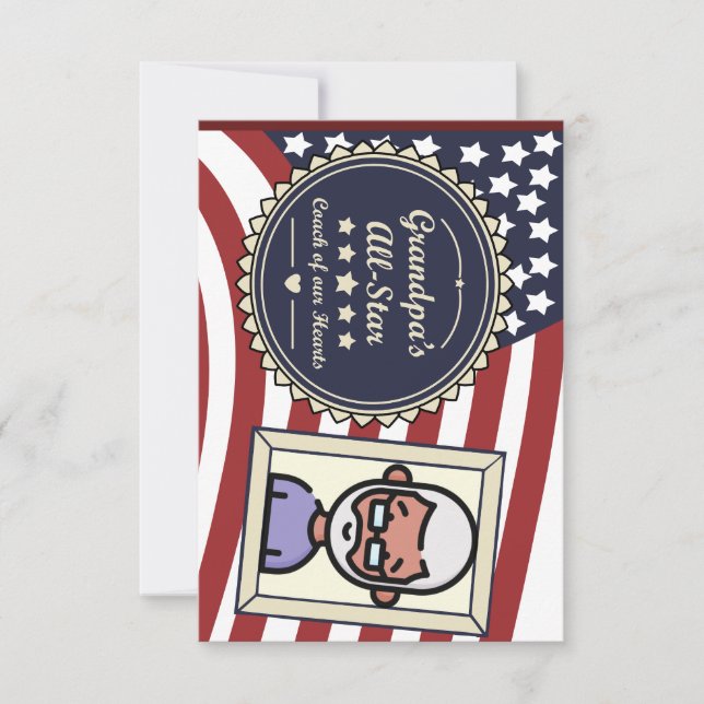 Grandpa’s All-Star Badge USA Flag Design Thank You Card (Front)