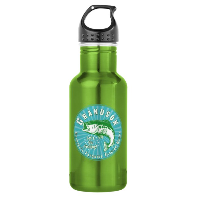 Grandpa’s Favorite Fishing Buddy Stainless Steel Water Bottle (Front)