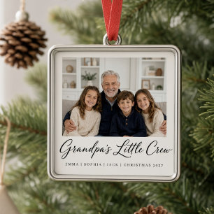 Grandpa’s Little Crew Personalized Grandchildren Metal Ornament