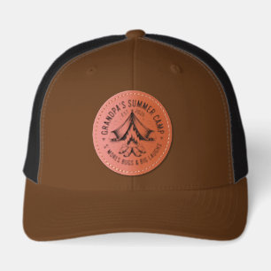 Grandpa’s Summer Camp Tent Personalize Date Leather Patch Hat