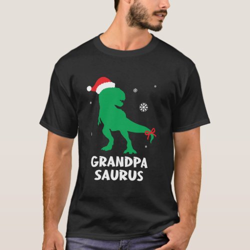 Grandpa Saurus Christmas Santa Family Matching Din T_Shirt