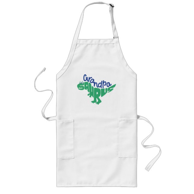 Grandpa Saurus Graphic Long Apron (Front)