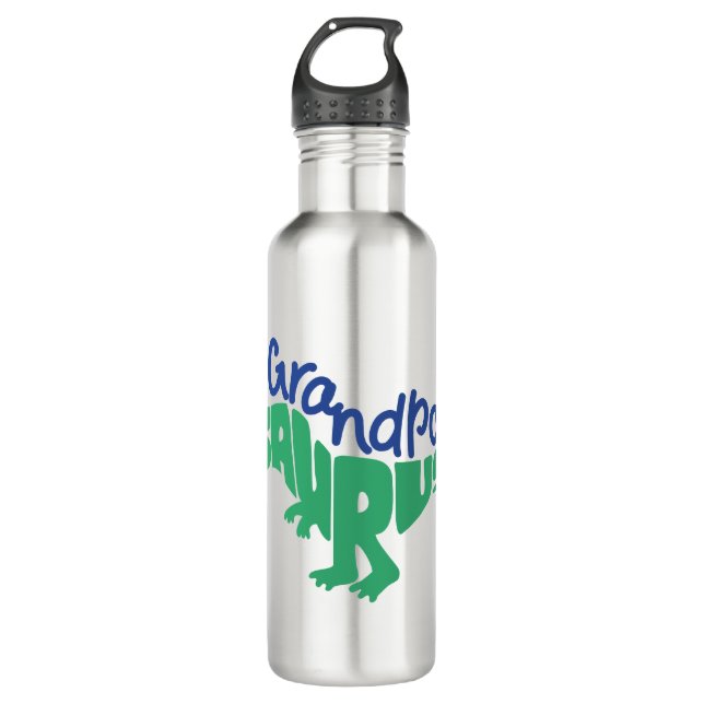 Grandpa Saurus Graphic Stainless Steel Water Bottle (Front)