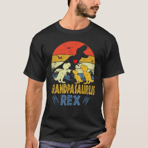 Grandpa Saurus Rex Dinosaur Grandpa 3 Kids Family  T-Shirt