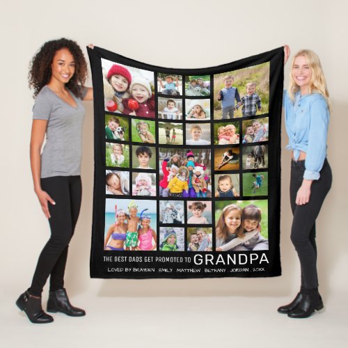 Grandpa Saying 27 Photo Collage Custom Text Color Fleece Blanket