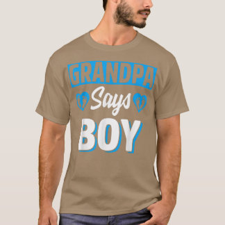 Grandpa Says Boy Cute Gender Reveal Team Blue Baby T-Shirt