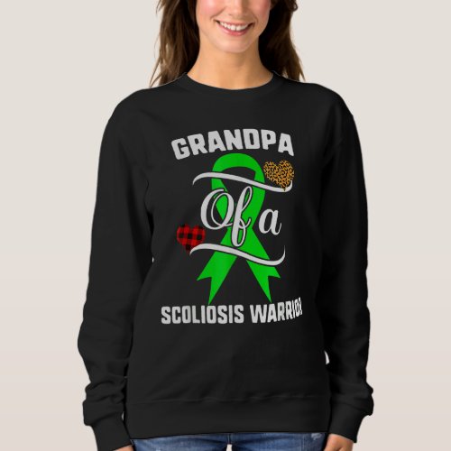 Grandpa Scoliosis Awareness Leopard Buffalo Plaid  Sweatshirt