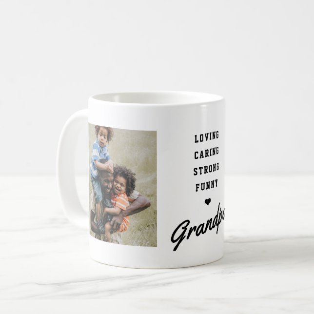 Grandpa Script Photo Father's Day Coffee Mug (Front Left)