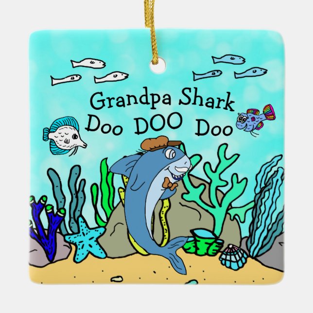 Grandpa Shark Family Christmas Ornament (Front)
