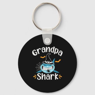 Grandpa Shark Funny Halloween Grandpa Announcement Keychain