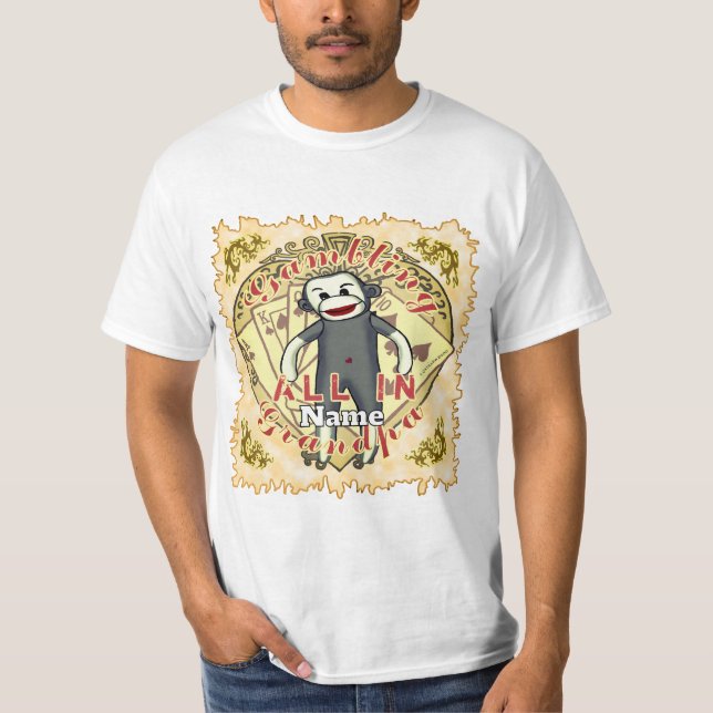 Grandpa Sock Monkey poker T-Shirt (Front)