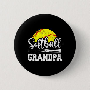 Grandpa Softball Player Game Day Father's Day Gift Button