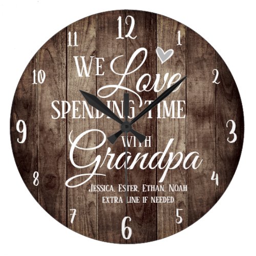 Grandpa Spending Time with Custom Name Large Clock