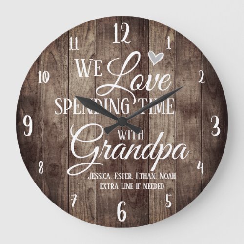 Grandpa Spending Time with Custom Name Large Clock