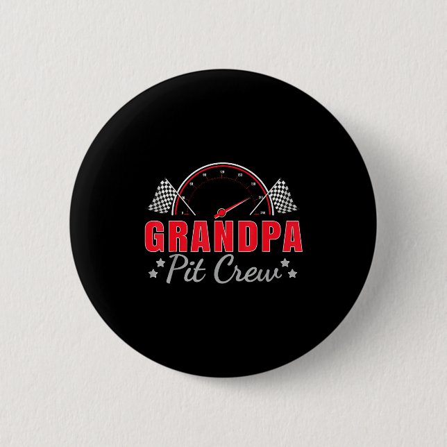 Grandpa T Crew Race Car Driver Birthday Party Raci Button (Front)