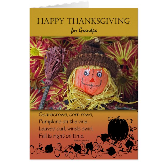 Grandpa Thanksgiving Cute Autumn Scarecrow (Front)