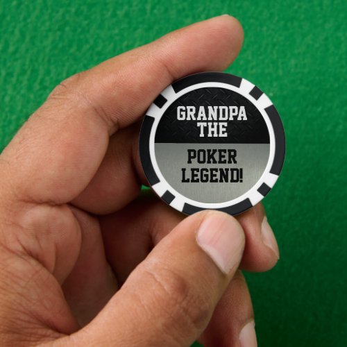 Grandpa The Legend Funny Smack Talk Black Silver Poker Chips