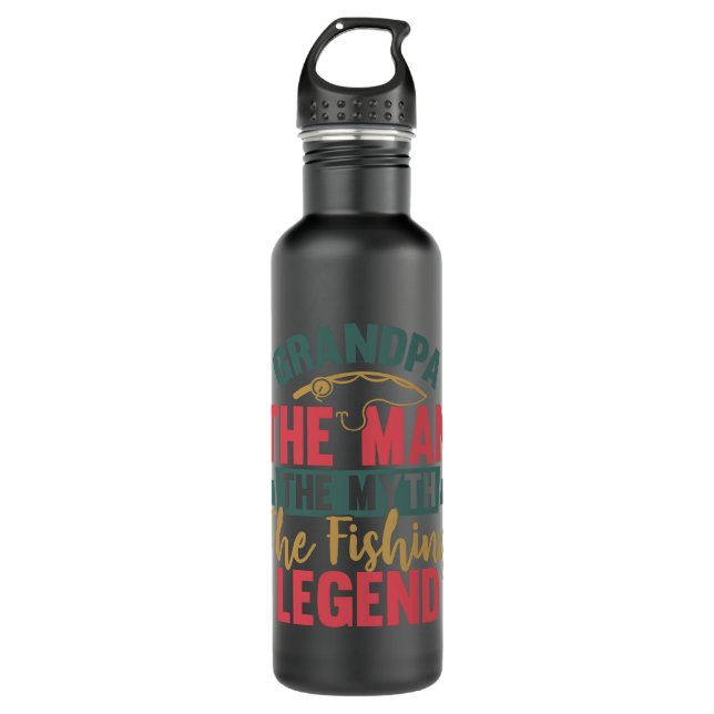 Grandpa - The Man, The Myth, The Fishing Legend Stainless Steel Water Bottle (Front)