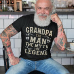 Grandpa | The Man The Myth The Legend Father's Day T-Shirt<br><div class="desc">Grandfather is the Man The Myth and the Legend! This awesome quote shirt is perfect for Grandparents Day,  Father's Day,  birthdays,  or celebrating a new grandpa or grandpa. The design features the saying "The Man The Myth The Legend" in distressed gray and white lettering.</div>