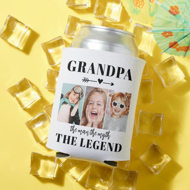 Grandpa The Man The Myth The Legend Photo Collage Can Cooler (In Situ Summer)