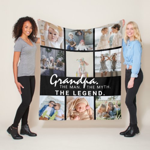 Grandpa The Man The Myth The Legend  Photo Fleece Blanket